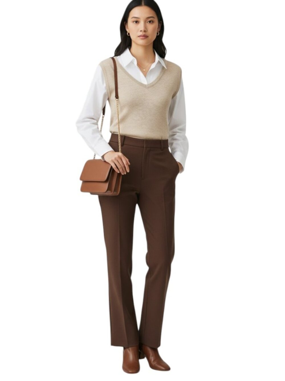 Vintage Womens Beige Wool Blend V Neck Sweater Vest Med Neutral Staple Canada